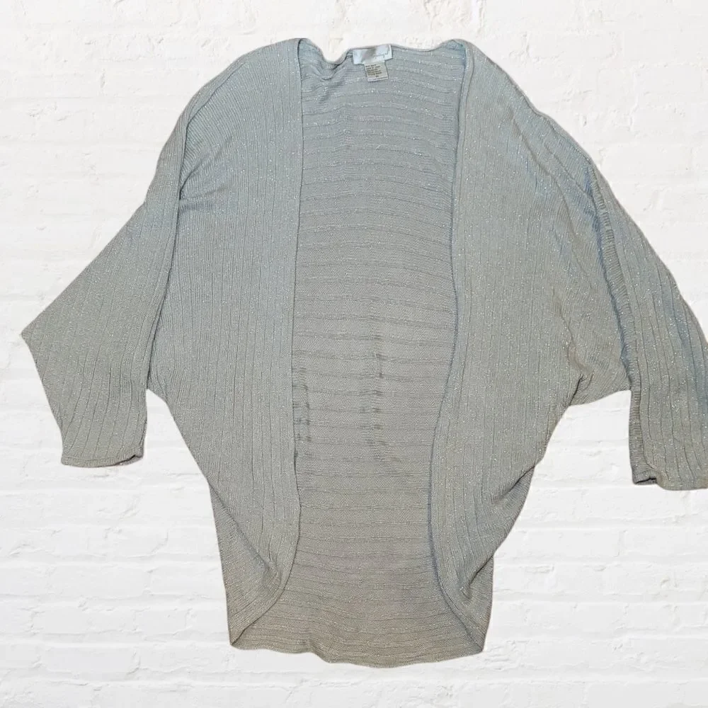 Spiegel Silver Dolman Sleeved Open Cardigan, Women's Size XL